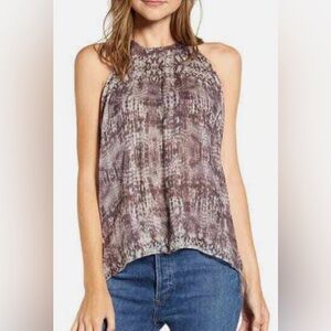 Anthropologie Velvet by Graham & Spencer Debbie Snakeskin Printed Top Tie Back